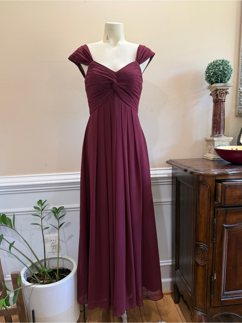 Azazie Elegant Burgundy Off-Shoulder Evening Dress